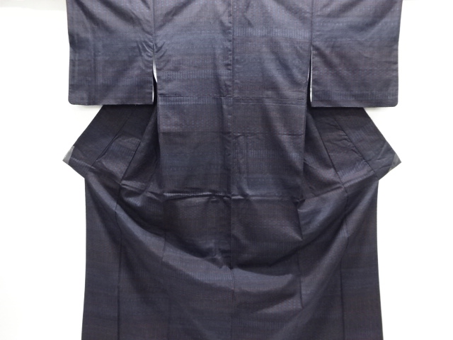 幾何学模様織り出し本場結城紬100亀甲着物(石下)